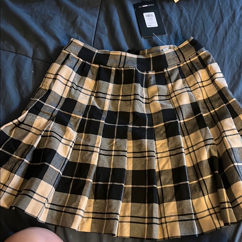 Plaid Black and Cream Skirt